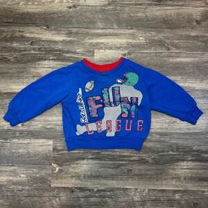 Vintage 90s Toddler Football Graphic Sweatshirt Fun League Blue Retro Kids 12m